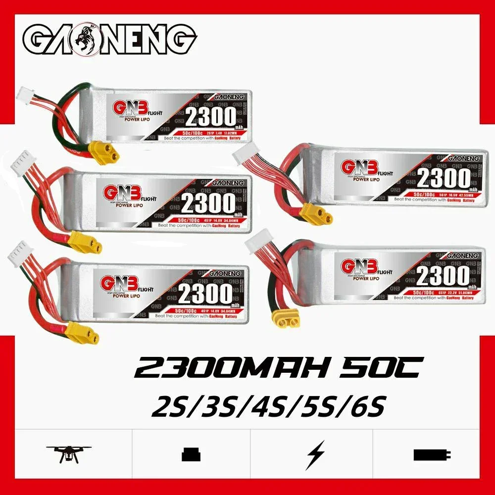 Batterie Lipo Gaoneng GNB 2300mAh 2S-6S XT60 pour Drone FPV