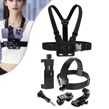 Kit di accessori per action camera all-in-one: cinghia per la testa, cinghia per il petto, supporto regolabile per GoPro Hero, telefono, Osmo, SJCAM, Insta360.