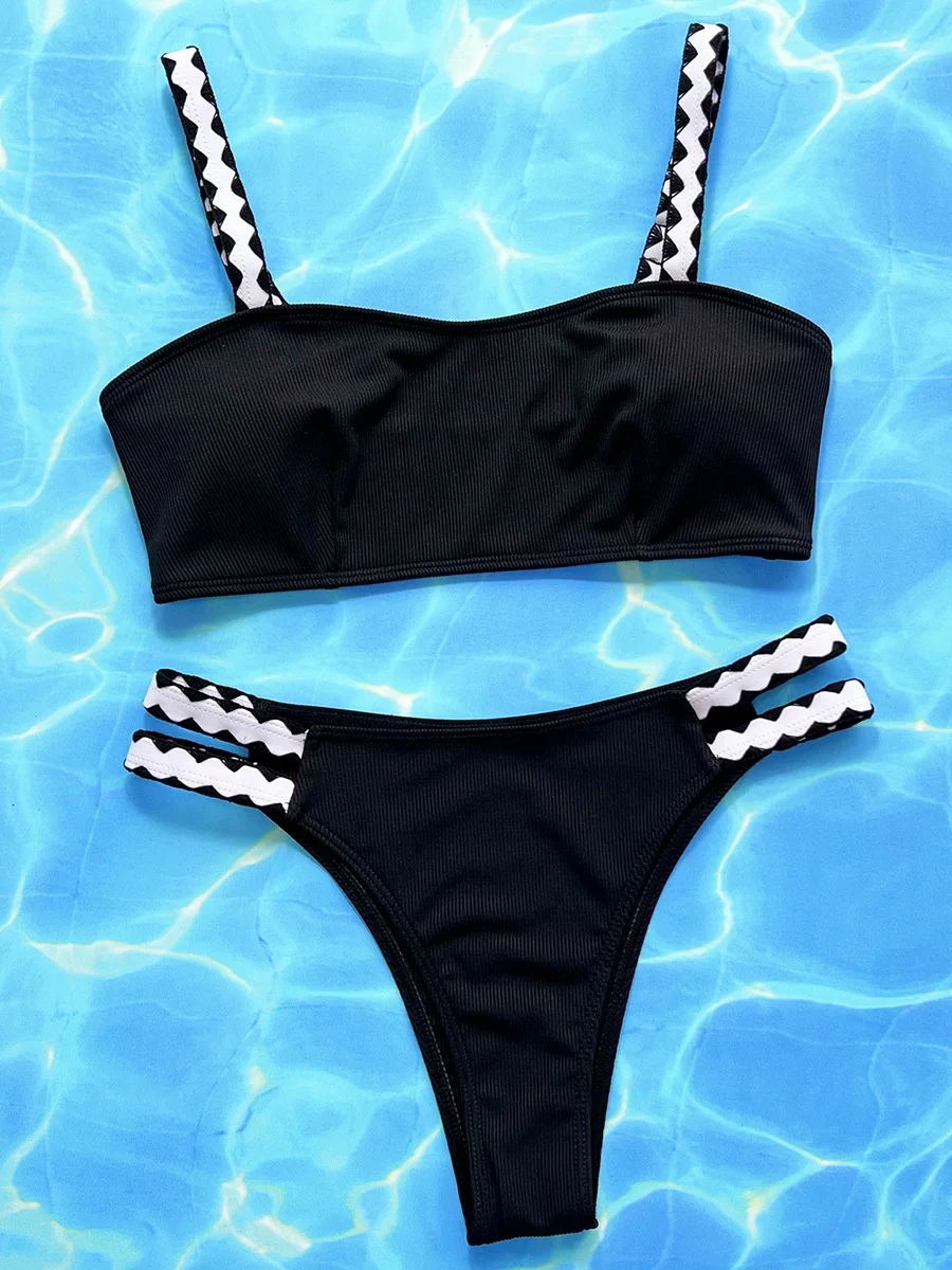 2024 Sexy Splicing Ribbed Brazilian Bikini Women Swimwear Female Swimsuit Two-pieces Bikini set Bather Bathing Suit Swim Lady