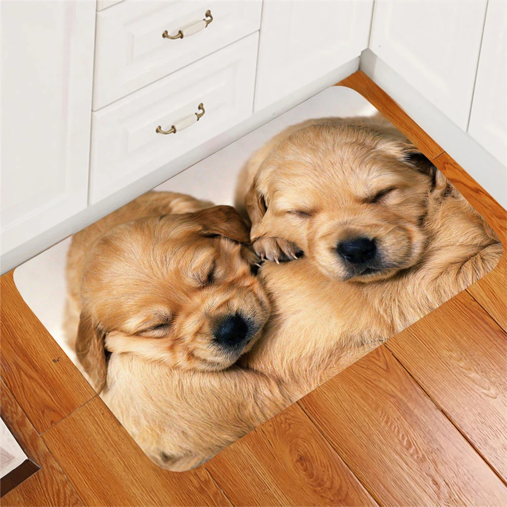 

CLOOCL Fashion Carpet Golden Retriever Puppy One-Side Printing Non-slip Mat for Hallway Living Room Bedroom Flannel Carpet
