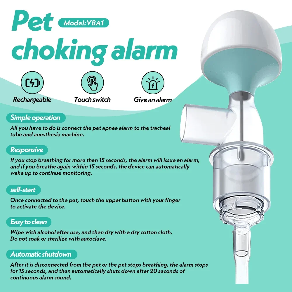 Animal Apnea Sensor Monitor Compact Veterinary Respiratory Alarm for Pet Anesthe