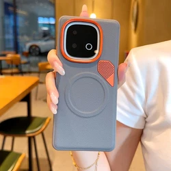 Magnetic PU Leather Case with Metal Camera Lens & Heat Dissipation Cover for Vivo iqoo z10 turbo+ (Grey)