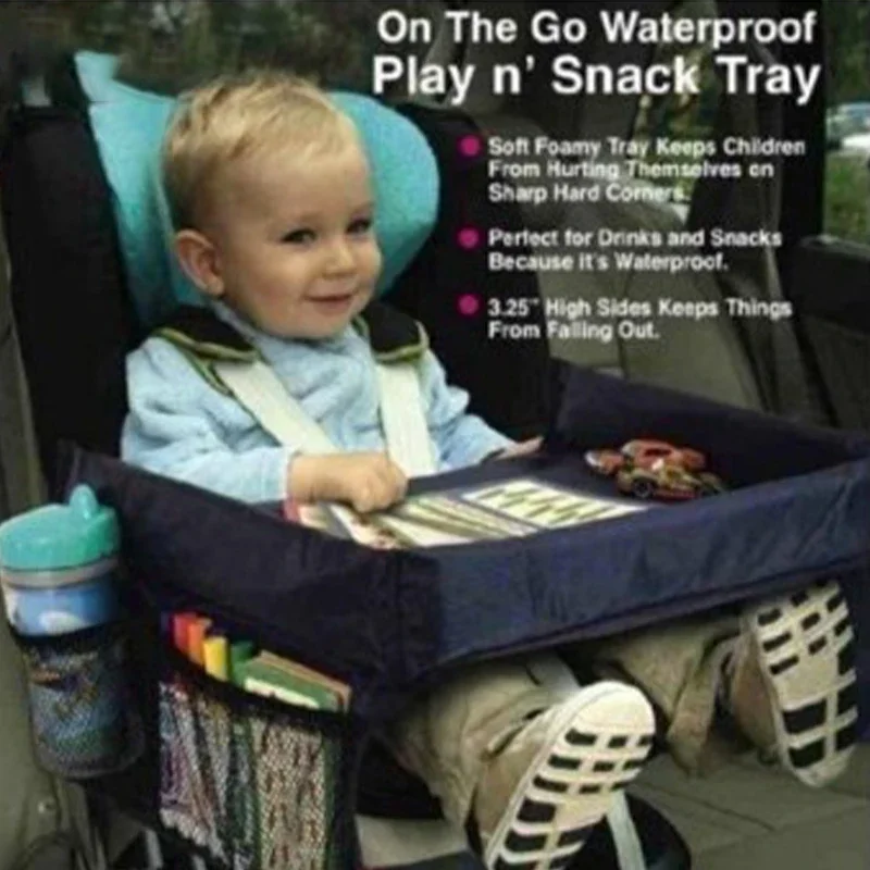 

Baby Food Holder Desk Portable Children Tray TableWaterproof Car Seat Child Table Food Storage Desk