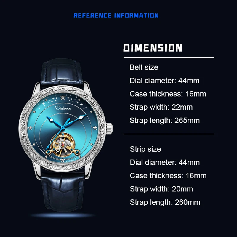 Men Mechanical Wristwatch Fashion Luxury Sport Watch Male Waterproof Automatic Business Stainless Leather Strap Luminous Clock