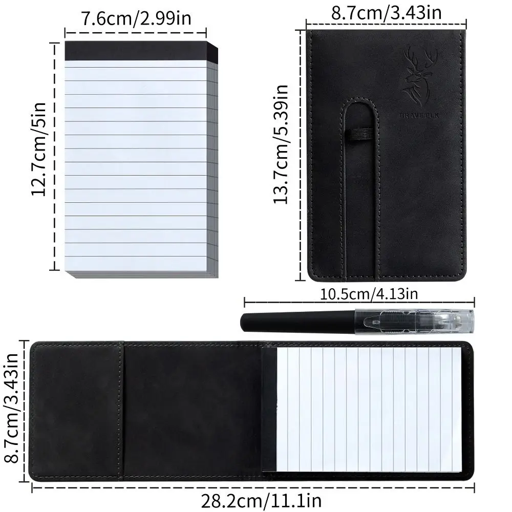 Compact Leather Pocket Notebook with Horizontal Lines - Portable Planner