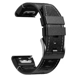 Vintage Style Silicone + PU Leather Watch Band, QuickFit 22/26mm - QuickFit 26mm (Black)