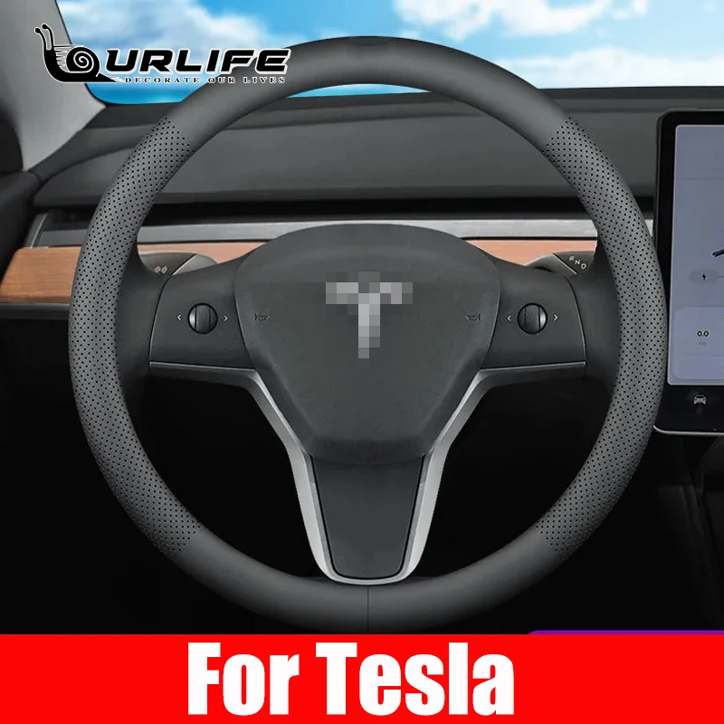 

Приблизительный Диаметр 38 см, кожаные автомобильные аксессуары для Tesla Model 3 X Y S 2016 2017 2018 2019 2020 2021 2022
