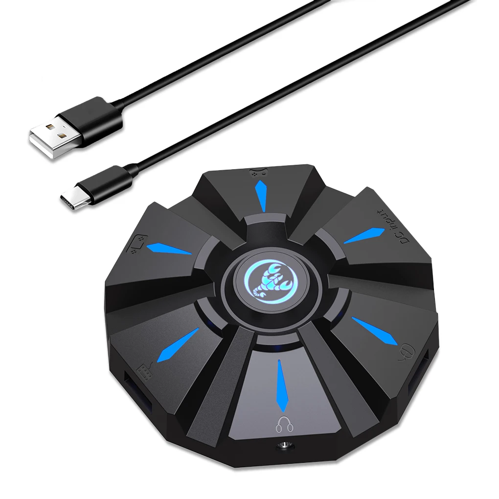 

Type-c Gaming Keyboard Mouse Fast Speed Adapter Breathing Light Controller Portable Plastic Converter Game Console Accessory