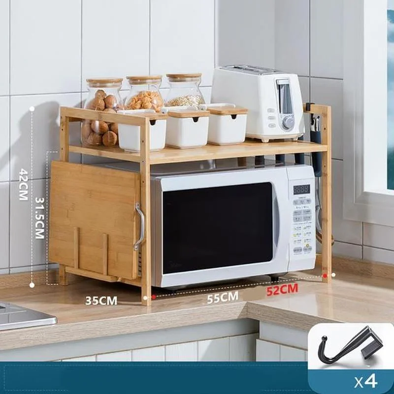 2/3 яруса из бамбука регулируемая высота стеллаж для кухни хранения специй с 4