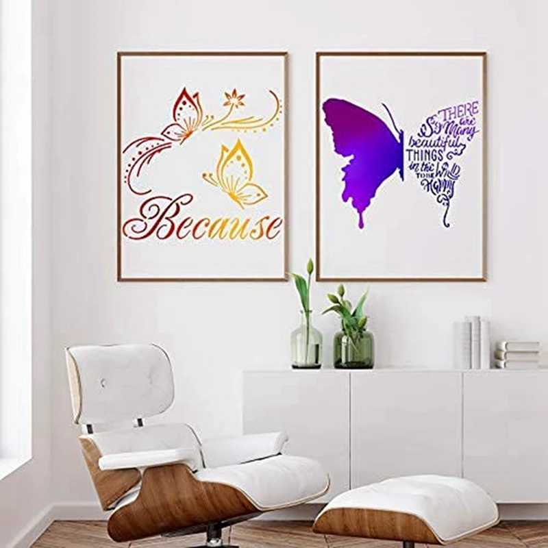 Stencil a farfalla riutilizzabili da 32 pezzi modello a farfalla stencil per pittura artistica per decorazioni fai da te per pareti artigianali (6x6 pollici)