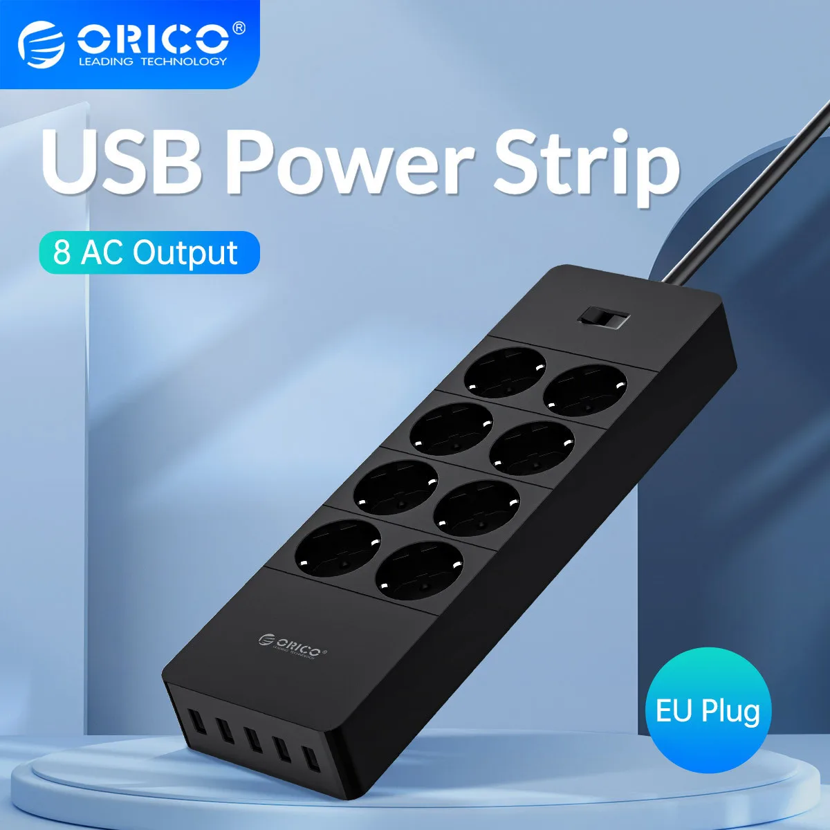 ORICO Power Strip with Extension Cable Electrical Sockets with USB Ports for Home Office Surge Protector Smart Network Filter