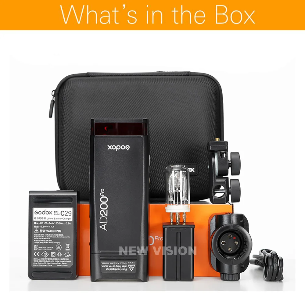 Godox AD200Pro TTL 1/8000 HSS with Built-in 2.4G Wireless X System 2900mAh Lithimu Battery Outdoor Flash Light on camera flash camera flash