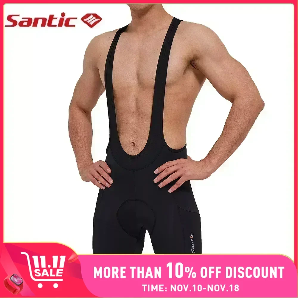 Santic Cycling Bib Shorts cycling bib shorts cycling shorts cycling pants Men 4D Padded MTB Biker Shorts Summer Breathable Mesh Mountain Bicycle Pants with Pockets Asian Size