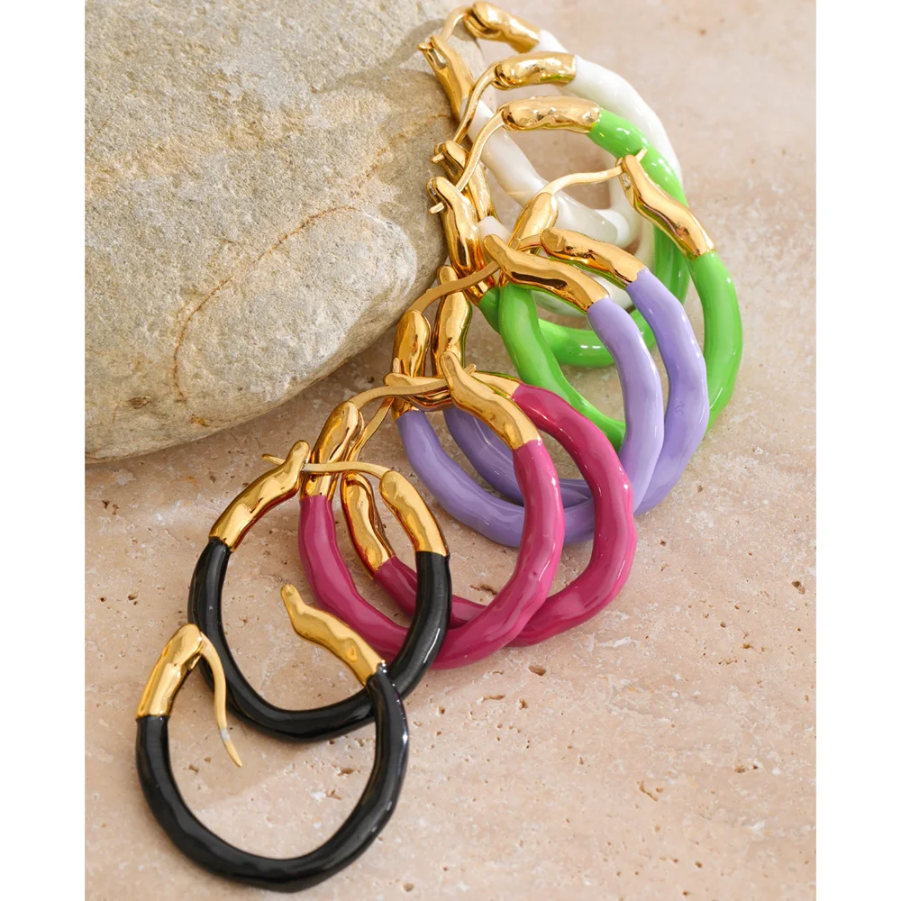 Yhpup Hoop Earrings Multi-Color Round Y2K