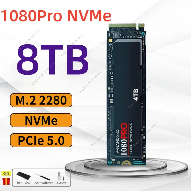 

New 100% Original SSD 1080Pro M.2 2280 1TB 2TB 4TB 8TB Internal Solid State Disk PCIe Gen 5.0 x 4 NVMe for Laptop PS5 Desktop PC