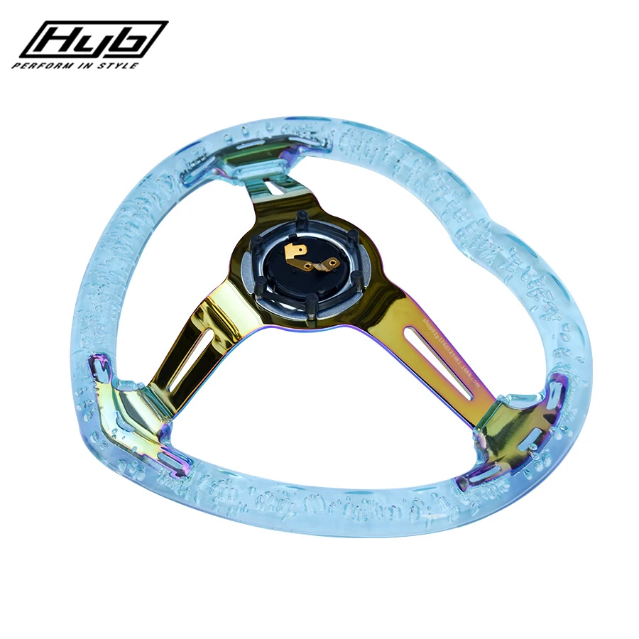JDM-クリアアクリルバブルハートステアリングホイール、ネオ
