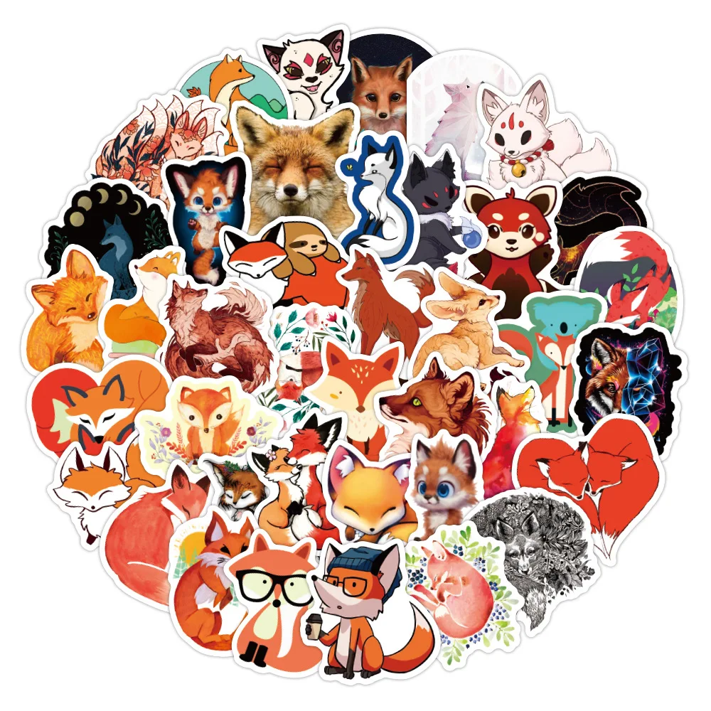 10/20/50pcs Lovely Fox Stickers Children Stationary Notebook Refrigerator  Kawaii Vinyl Decal DIY Sticker for Kids Girls Toy Gift - AliExpress