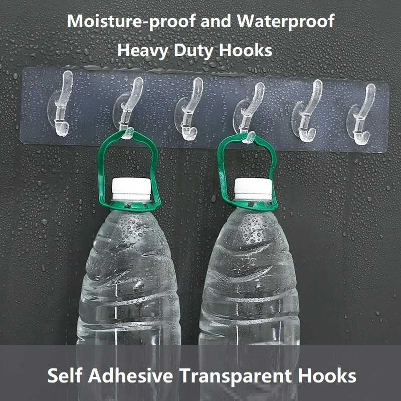 Traceless Adhesive Hooks Transparent Self Adhesive Hooks Sticky Hanging Clothes Towels Kitchen self adhesive wall hooks adhesive hooks self adhesive hooks adhesive wall hooks kitchen hooks