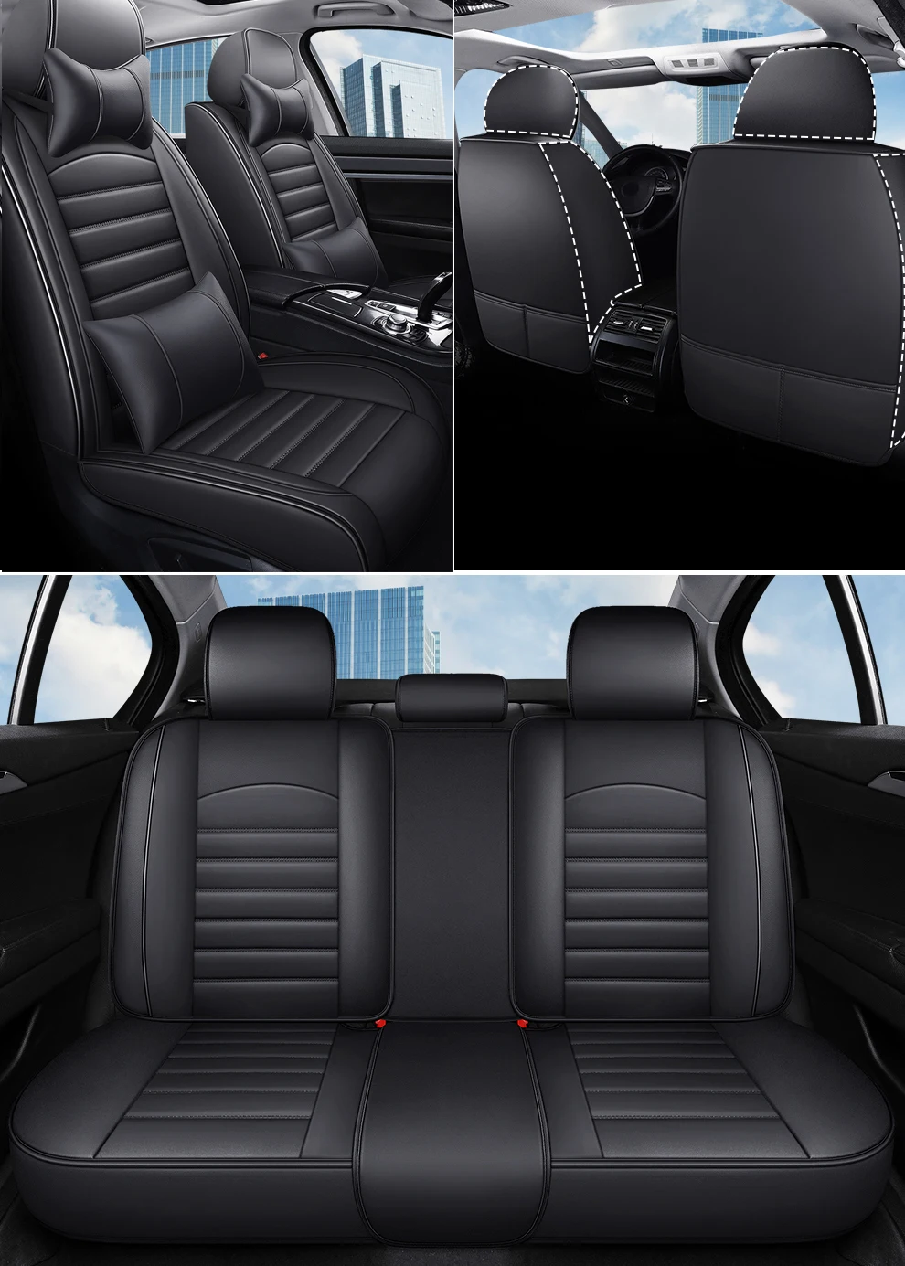 YYWDCAE 9 Piezas Coche Cuero Cubre Asientos Juegos Para