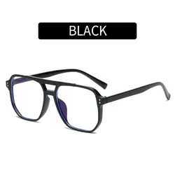 Unisex Transparent Square Blue Light Blocking Glasses (Black)