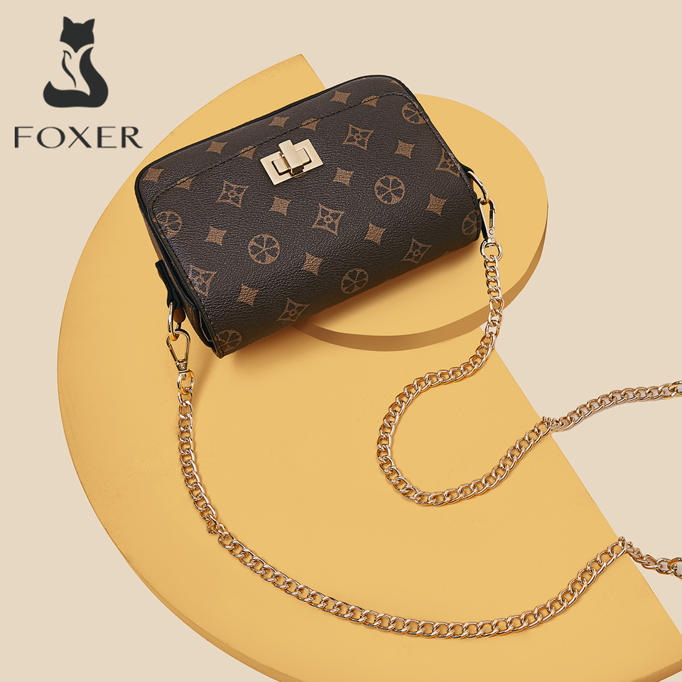 FOXER Women Small Signature Crossbody Bag Girl's Monogram Flap Chain Shoulder Bag Cellphone Handbag Purse Gift for Wife, Lover