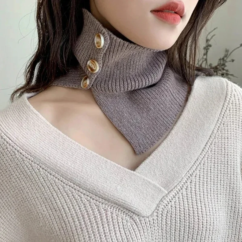 

Winter Cashmere Neck Protection Fake Collar Men Women Hedging Bib Pullover Coldproof Thicken Elastic Wool Knit Warm Scarf