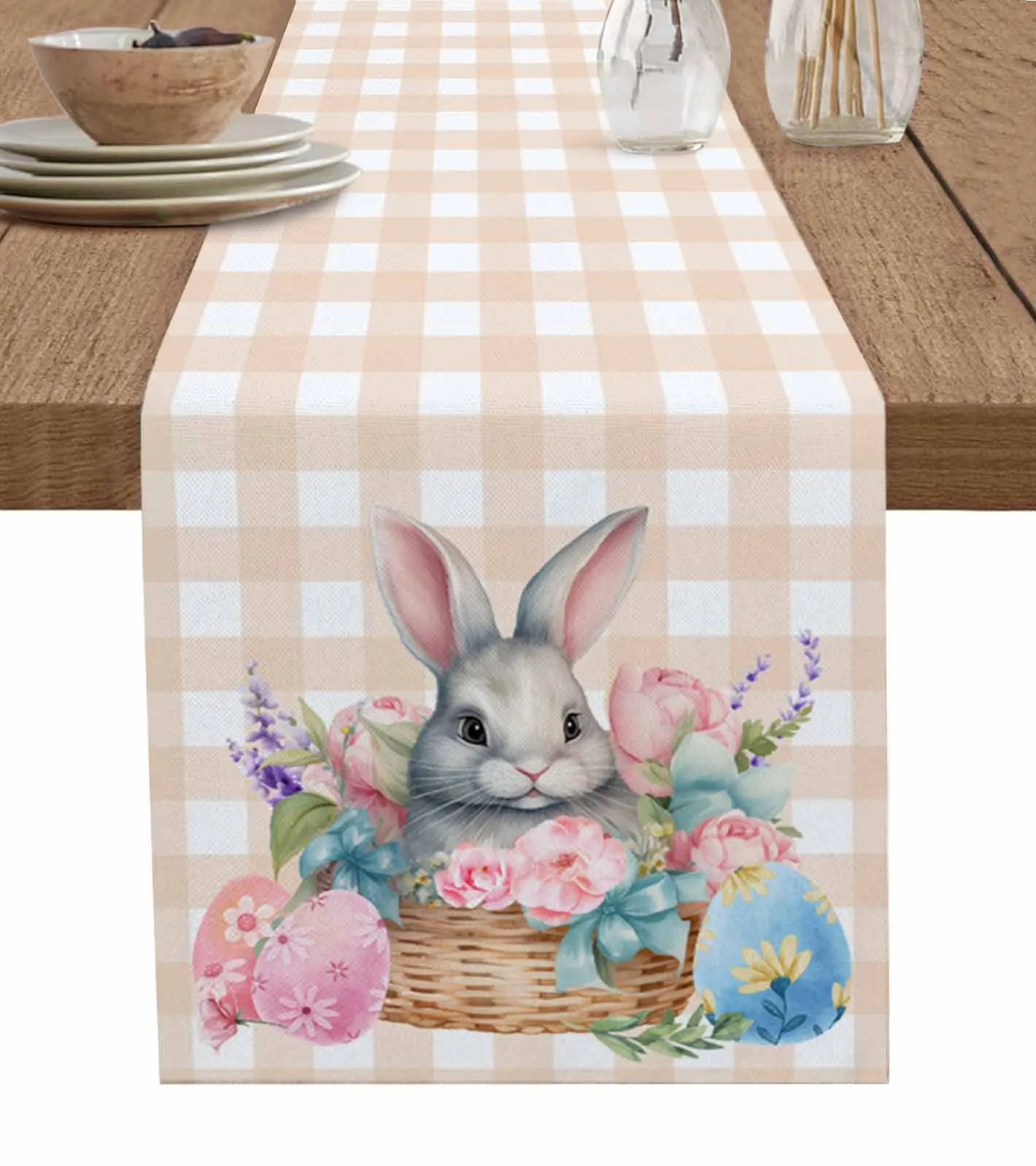 

Easter Rabbit Watercolor Flower Table Runner Decoration Home Decor Dinner Table Decoration Table Decor