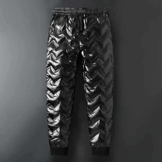 Shiny Quilted Skinny Sweatpants Trousers 2