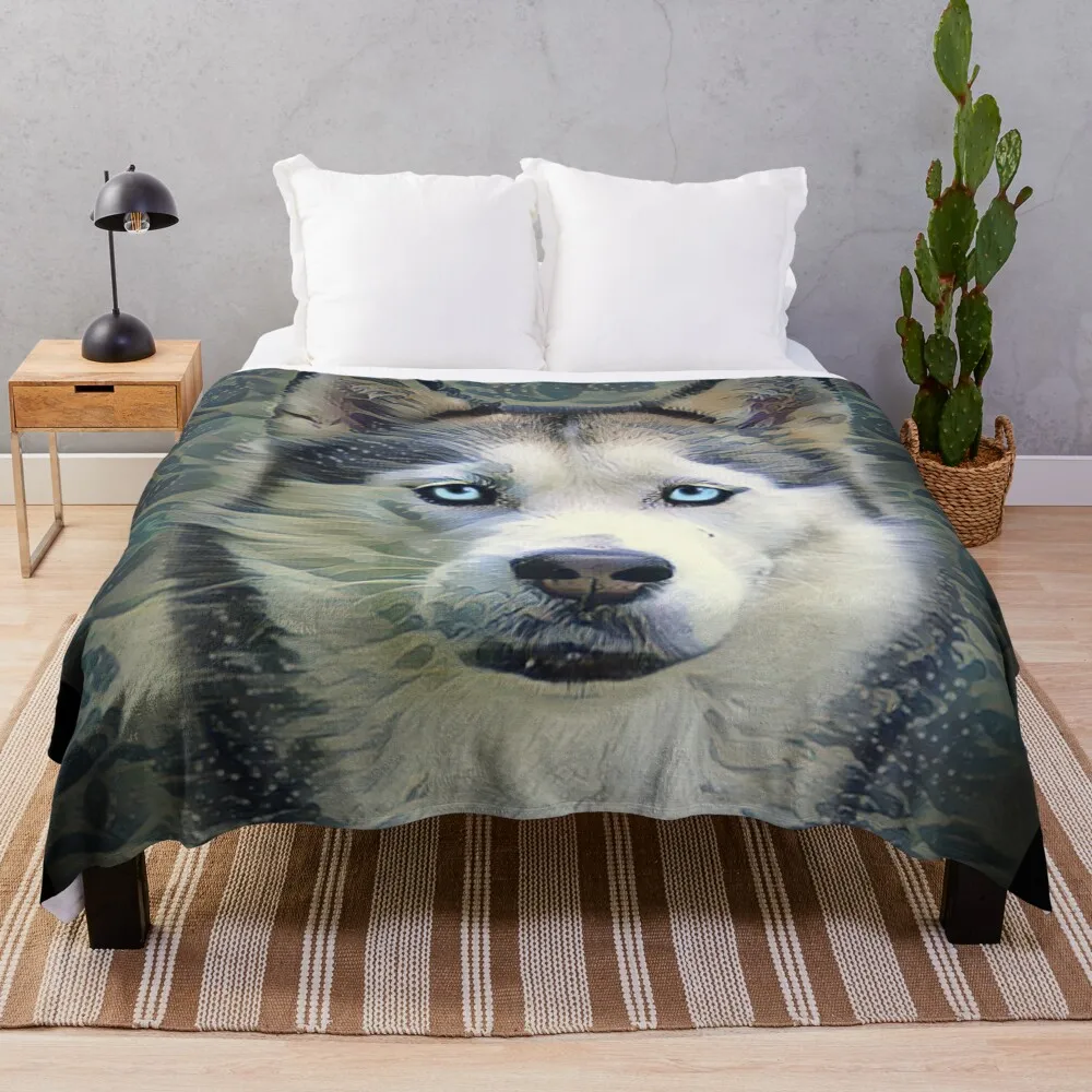 

Husky Blue Eyes Throw Blanket Luxury Throw christmas gifts blankets and throws Personalized Gift Blankets