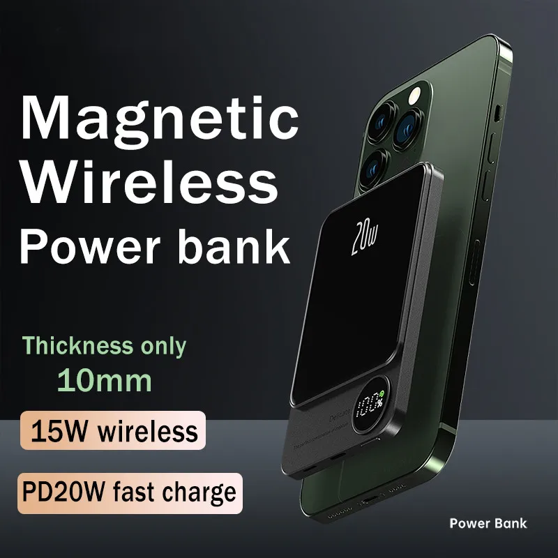 10000mAh Portable Powerbank Type C Fast Charger Wireless Power Bank  Magnetic For iPhone 14 13 12 Xiaomi Samsung Magsafe Series