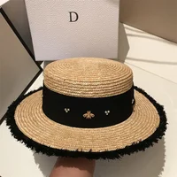 Summer Straw Hat 2024 New Flat Top French Straw Hat Elegant Women's Outdoor Vacation Sun Hat Summer Hat 모자 gorras beach - Image 2