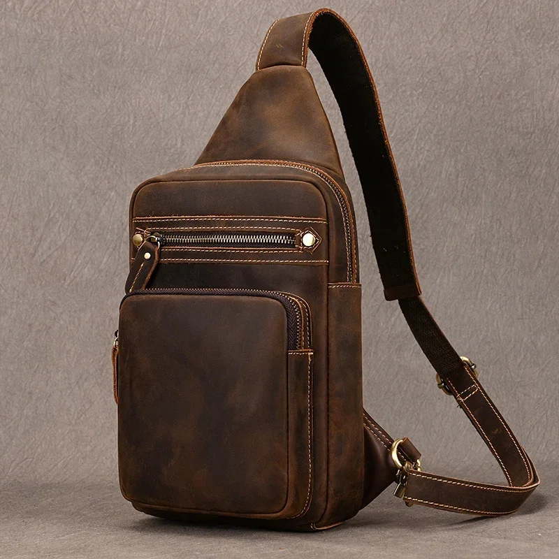 Genuine Leather Chest Bag for Men