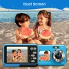 4K Underwater Camera 11FT Waterproof Camera with 64GB Card 48MP Autofocus Dual-Screen Selfie Underwater Camera for Snorkeling 4