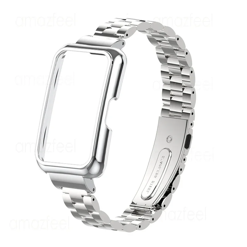 Premium Stainless Steel Smart Band Strap and Protective Case Cover - Metal Bracelet Accessory