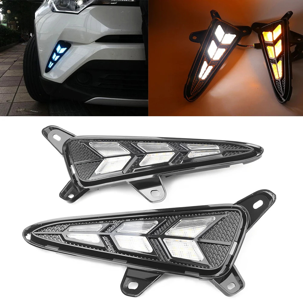 

Car LED DRL Daytime Running Driving Lights Fog Lamp Left+Right 1Pair For Toyota CHR CH-R 2018 2019