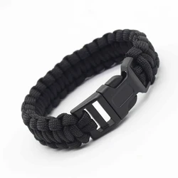 Seven Core Paracord Emergency Survival Bracelet - Outdoor EDC Plaited Rope Tool (Black)