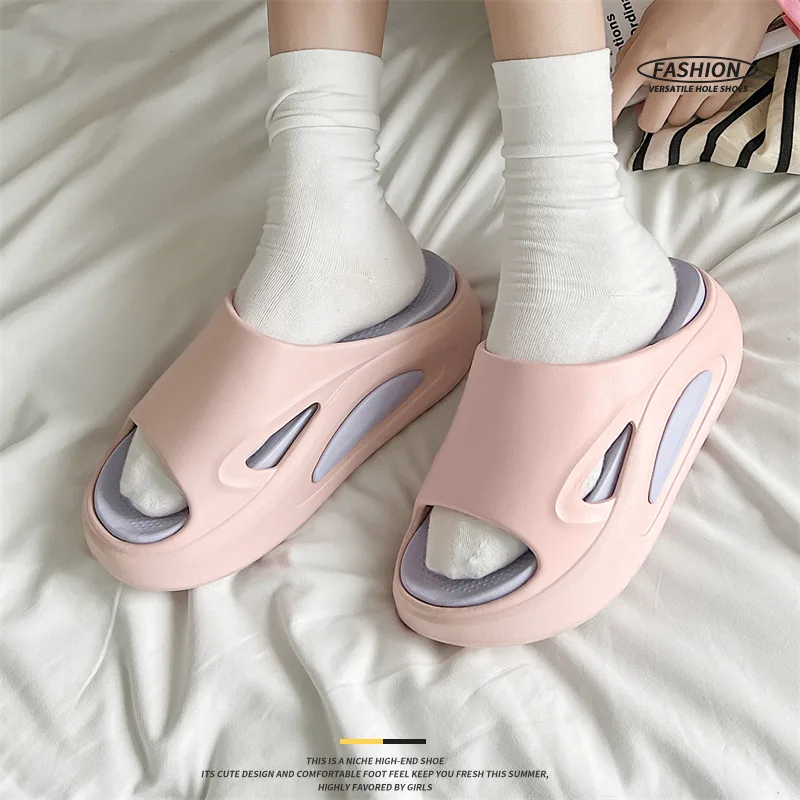 Women Platform Flat Sandals Soft Pool Beach Nonslip Cushioned Shower Shoes