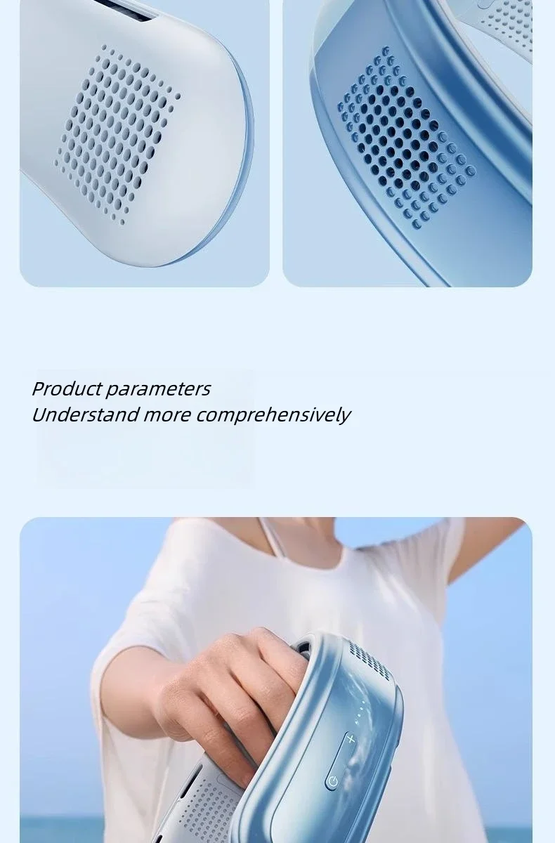 Rechargeable Portable Neck Fan With 3 Speed Settings Silent Airflow_voghion.com
