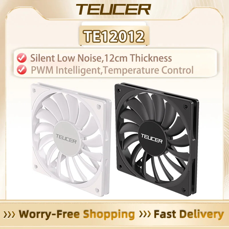 TEUCER TE12012 ventilador silencioso regulación de velocidad inteligente rodamiento de S-FDB diseño de hoja de arco de 15 aspas para radiador refrigerado por aire