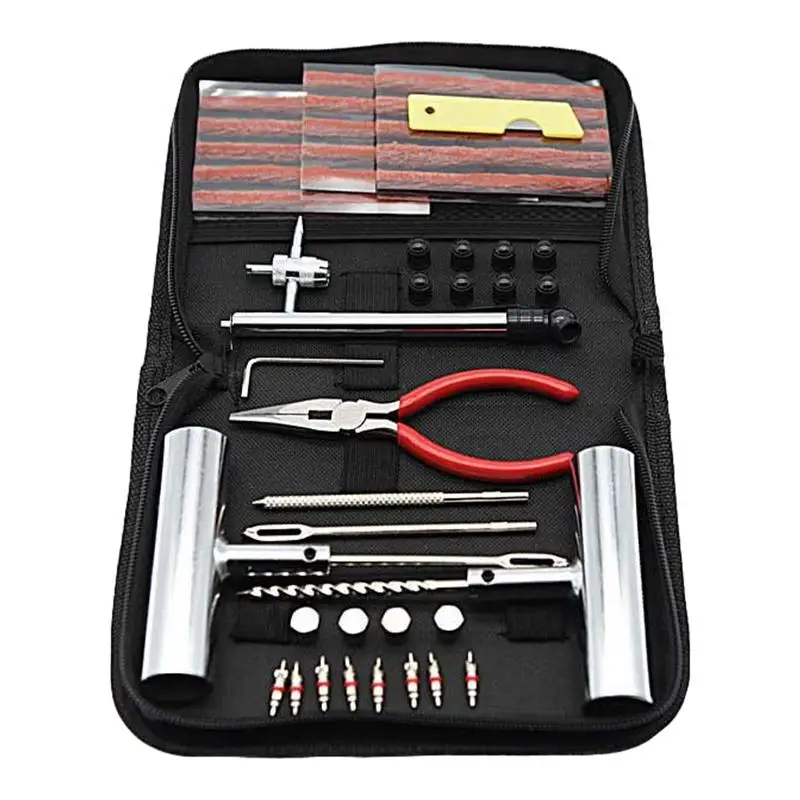 

Tire Puncture Repair Kit Heavy Duty 46pcs Flat Tire Tools Portable Tire Repair Tools Universal Flat Repair Kit For Travel