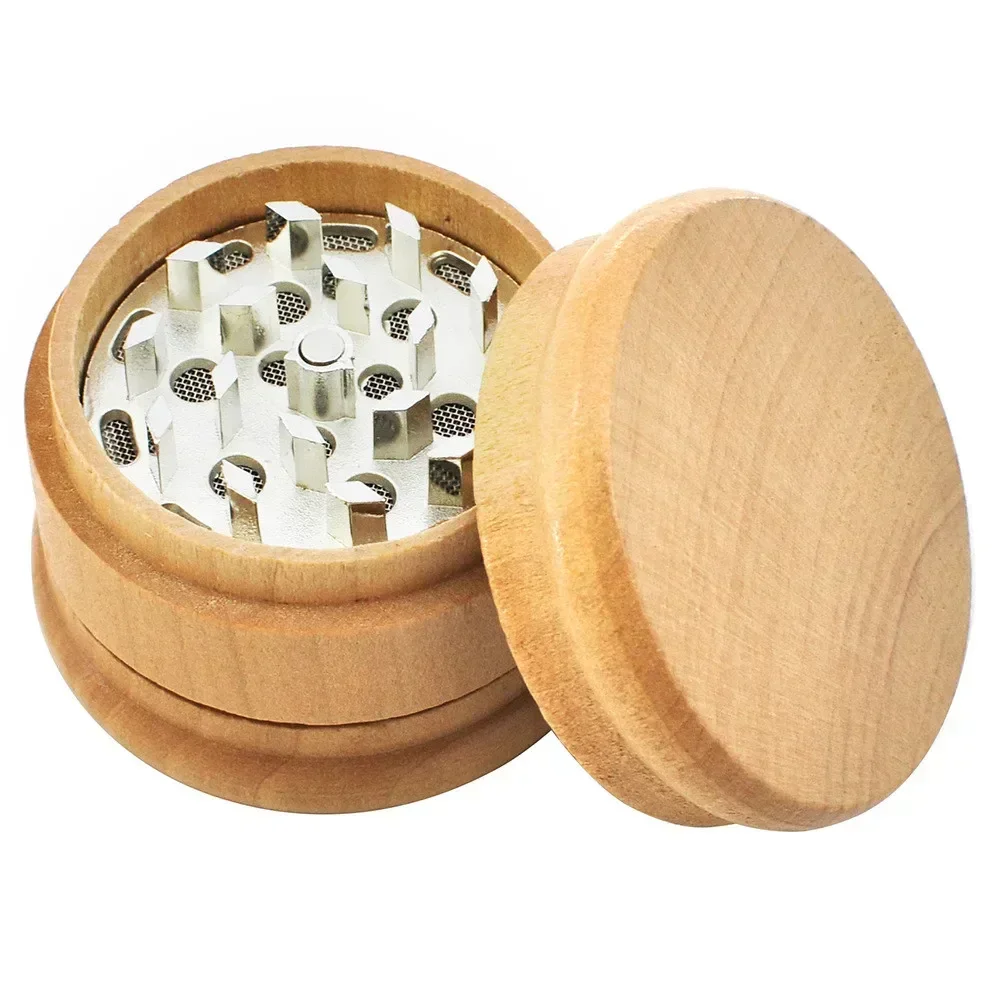 60mm Wood Grain Style 3-layer Zinc Alloy Herb Grinder Ingredient Ingredient Kitchen Grinder