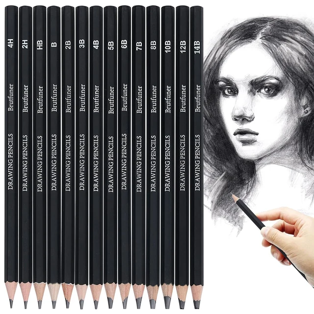 14Pcs/Set Drawing Sketch Pencils Set Wooden Professional Art Supplies HB 2B 6H 4H 2H 3B 4B 5B 6B 10B 12B 1B Painting Stationery 1