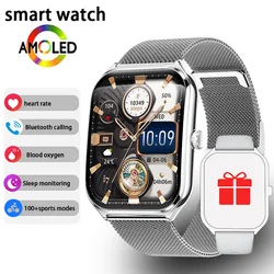 Ultra Thin Smart Watch with 1.96 AMOLED HD Display and Call Reminder Feature (Silver mesh belt)