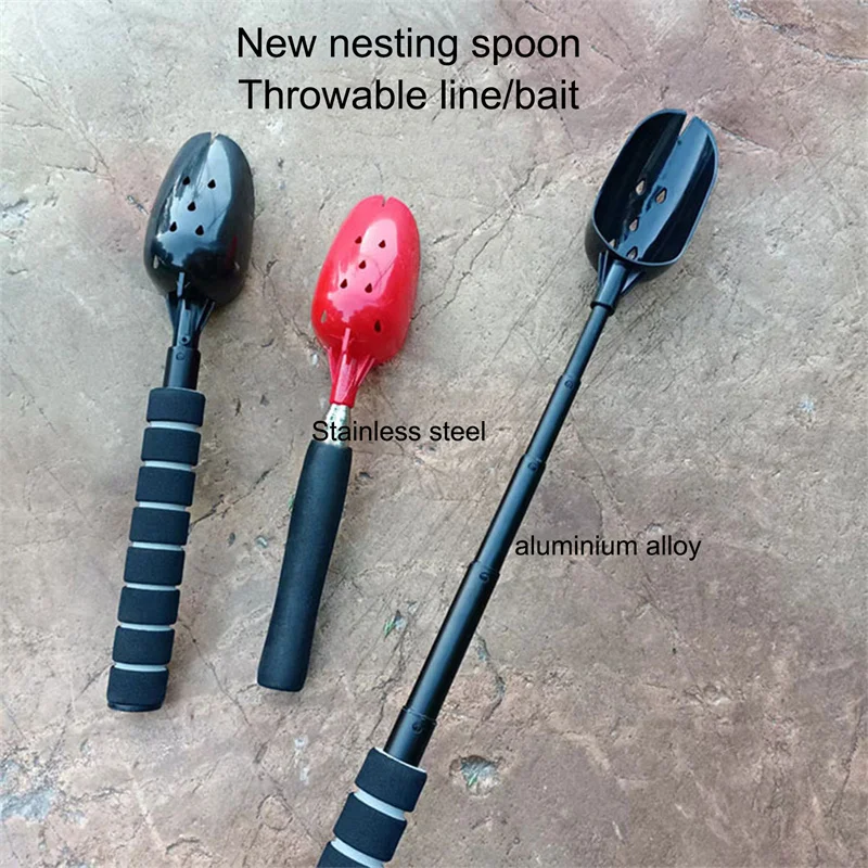 1PC Fishing Bait Throwing Spoon 7-section Telescopic Carp Fishing Baits Tools