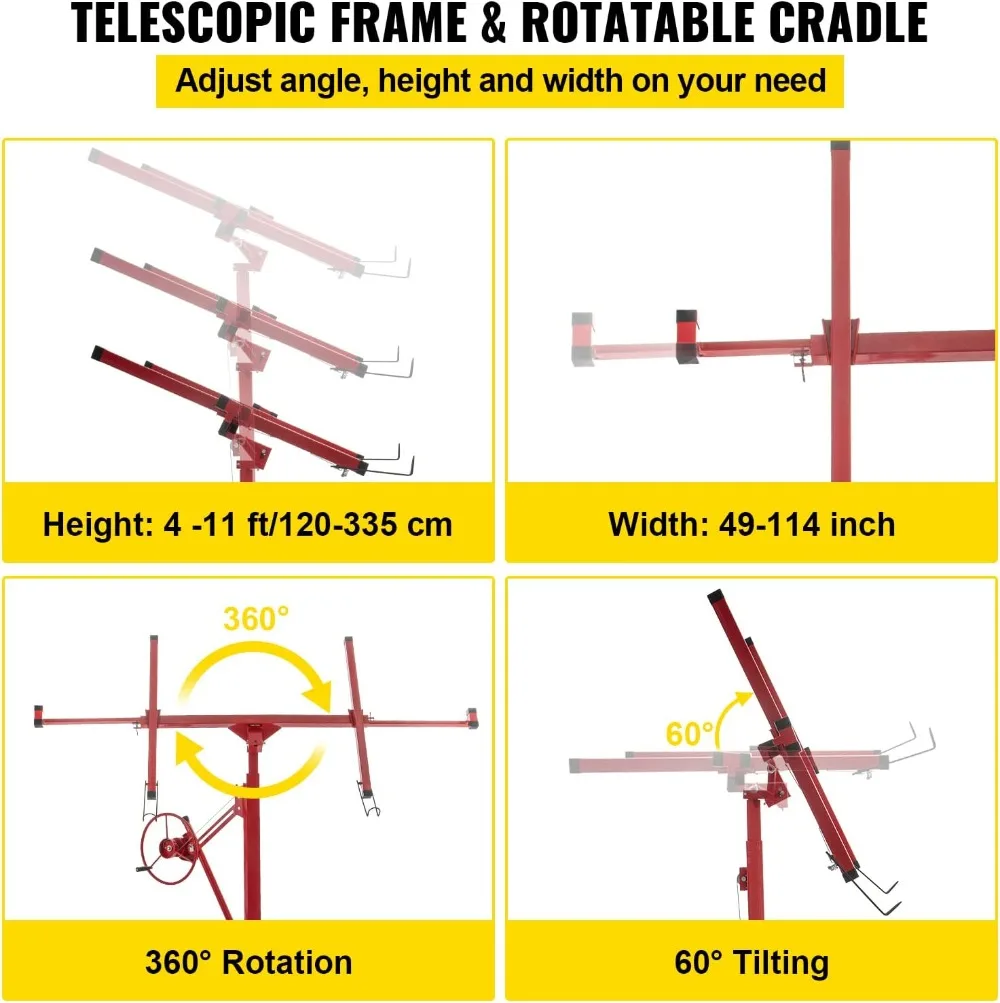 Drywall Rolling Lifter Panel, Sheetrock Lift Drywall Lift, Weight Capacity Panel Hoist Jack Tool