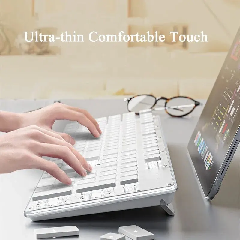 Teclado com Fio de Cristal Silencioso com Retroiluminação Teclado do Computador Painel de Metal Usb pc Portátil Gamer Escritório Jogos - Imagem 5