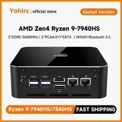 Gaming Nuc Computer AMD Zen4 Ryzen9 7940HS R7 7840HS 7735HS Windows11 2*DDR5 5600MHz PCIE4.0 USB4.0 Thunderbolt3 WiFi6E