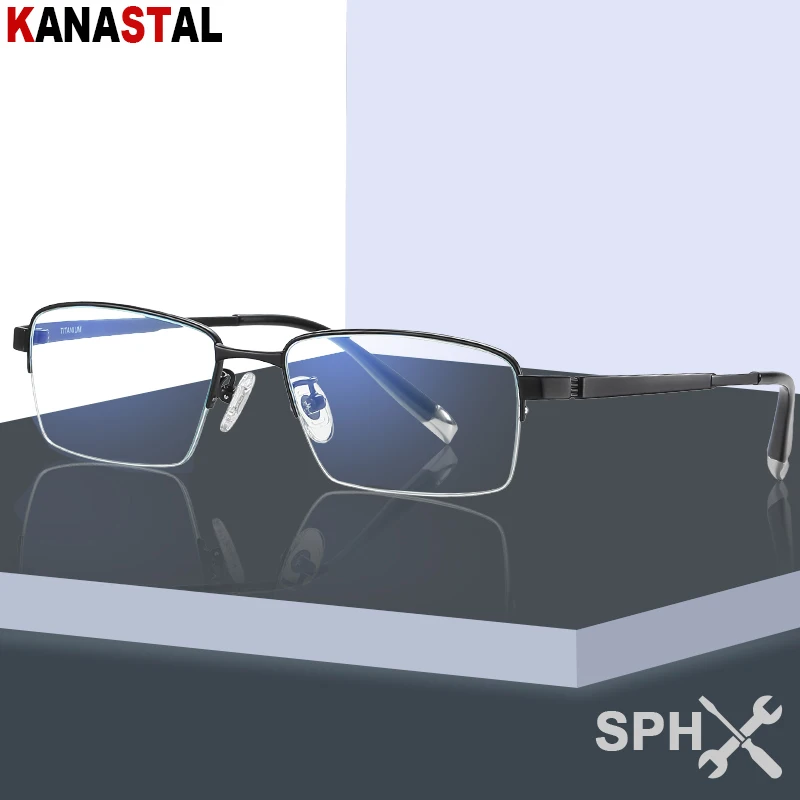 

Men Optical Myopia Presbyopic Eyewear Women Blue Light Blocking CR39 Prescription Reading Glasses Pure Titanium Eyeglasses Frame