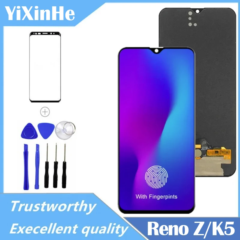 Super AMOLED / TFT черный 6,4 'для Oppo Reno Z CPH1979 PCDM10 PCDT10 ЖК-дисплей фонарик для Reno Z