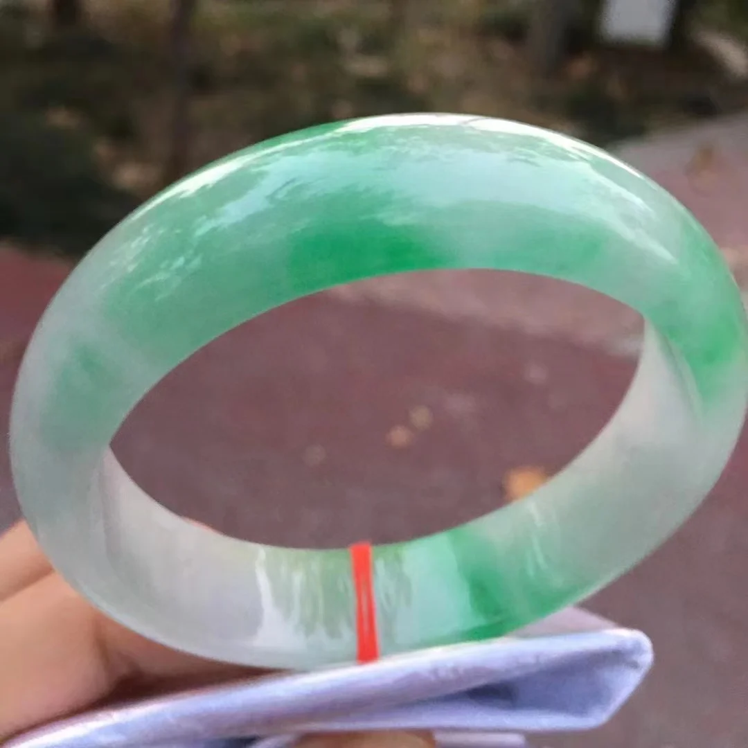 New Natural Pure True Color Certified Genuine Jadeite Burma Jade Floating Green Flower Jade Bangle Handring Bracciale Fine Jewelr